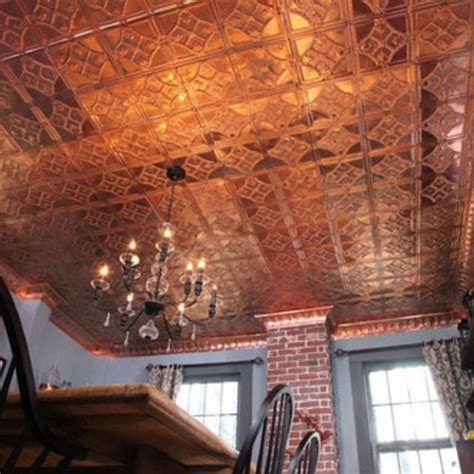 These copper tiles are if you like the look of metal tiles but solid copper isn't in your remodeling budget, give decorative ceiling tiles' polished copper aluminum tiles a look. Gallery of Metal Ceiling Tiles, Cornices & Accessories - 5