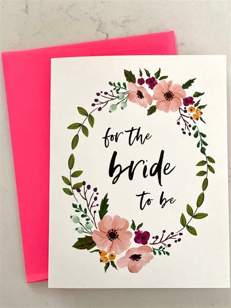 Bride To Be Card Bridal Shower Card Blank Inside Etsy Wedding Shower