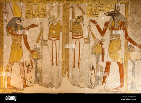 Painting In The Tomb Of Tutankhamun Valley Of The Kings Luxor Stock