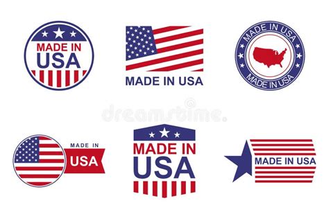 Made In Usa Labels Set Product Manufactured In The United States Of