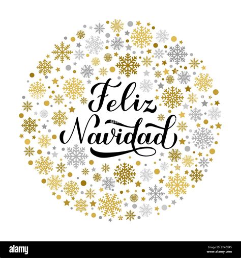 Feliz Navidad Calligraphy Hand Lettering With Gold And Silver