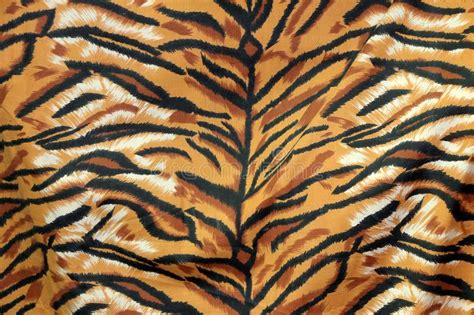 Closeup Fabric Pattern Of Royal Tiger Or Bengal Tiger In Black Brown