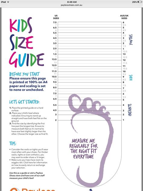 Printable Shoe Size Chart Pdf
