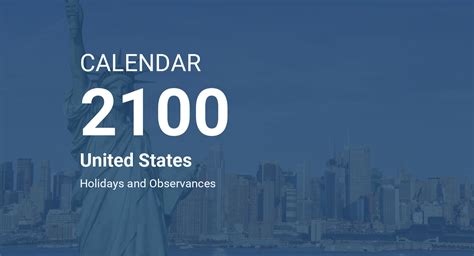Year 2100 Calendar United States