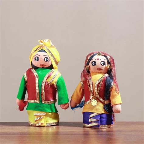 Traditional Punjabi Couple Handmade Cloth Doll Kindora Toys