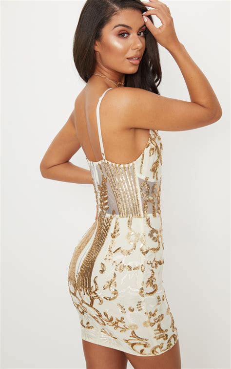 gold strappy sheer panel sequin bodycon dress bodycon dress gold bodycon dresses sequin