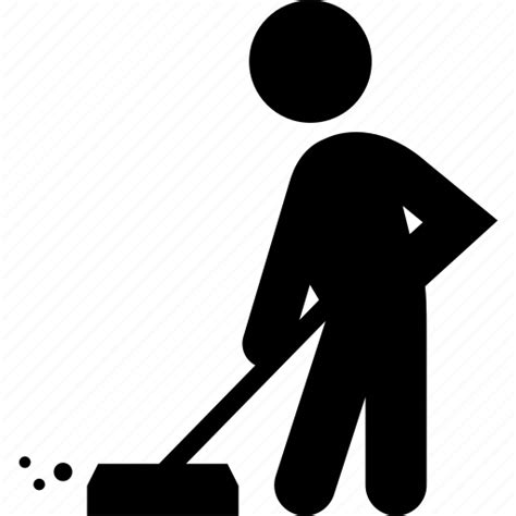 Broom Clean Custodian Janitor Person Sweep Sweeping Icon