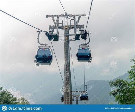 Rosa Khutor Russia June 1 2018 The Cable Car In Ski Resort In