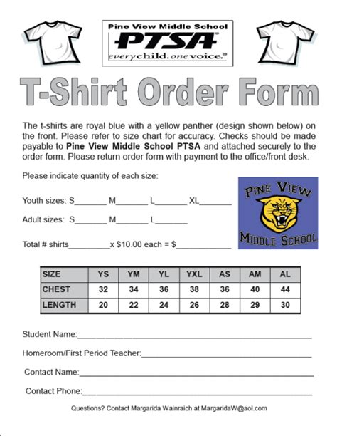 Tshirt Order Forms Find Word Templates