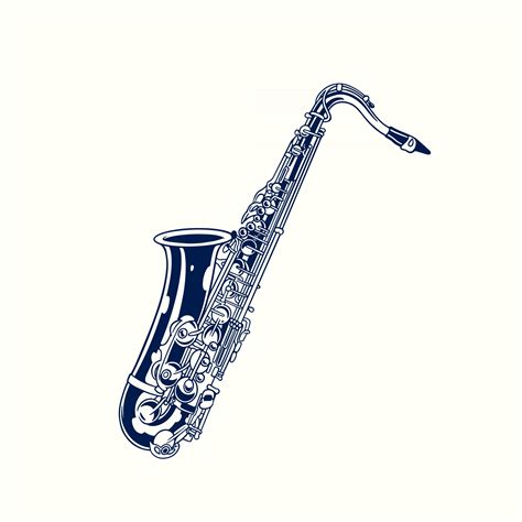 Saxophone Hand Drawn Sketch Retro Design Classical Jazz Music