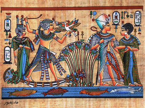 Pintura Egipcia Leo S Papiro Fara Tutankamon Cena De Amor R