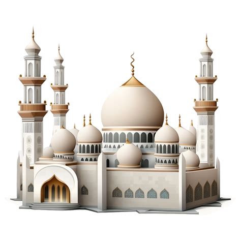 3d Mosque White Gold Islamic Perspective 21732261 Png