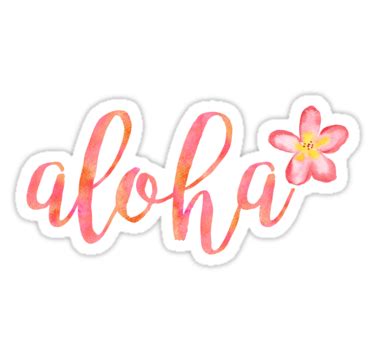 Aloha Hawaii Plumeria Watercolor Floral By Blueskywhimsy Tumblr Stickers Aloha Sticker