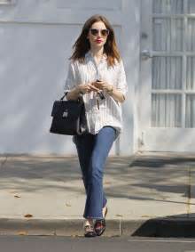 Lily Collins In Jeans Shopping In Beverly Hills Gotceleb