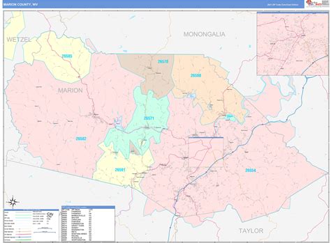 Marion County Wv Wall Map Color Cast Style By Marketmaps