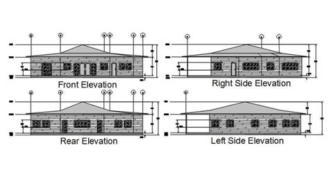 Rear Front Left And Right View Of Small House Elevation Details Is