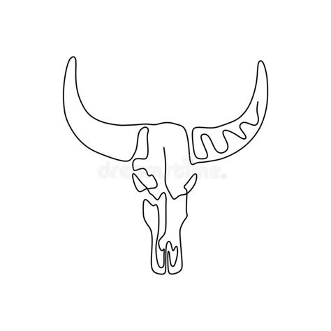 Continues Line Drawing Of Bull Head Vector Illustration Bull Skull