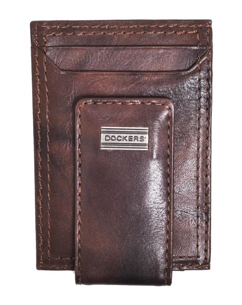With money clip is a handsome, rustic wallet that. Mens Leather Front Pocket Card Case Wallet with Magnetic Money Clip by Dockers | Money Clips ...