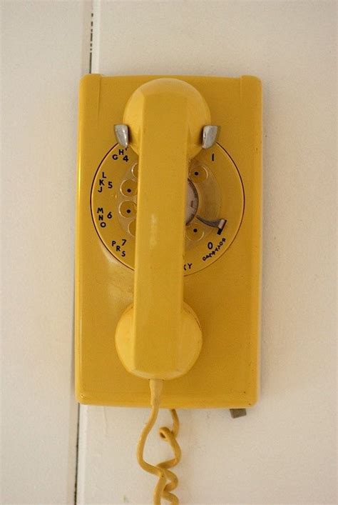 Vintage Yellow Rotary Dial Wall Telephone Retro By Thenewtonlabel