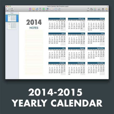 Yearly Calendar Template For Pages And Pdf