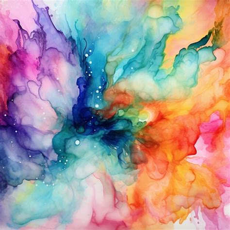 Premium Ai Image Abstract Painting Of Colorful Inks And Watercolors