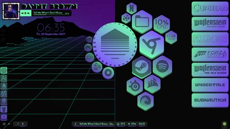 My Wip Blue And Purple Synthwave Setup Rrainmeter