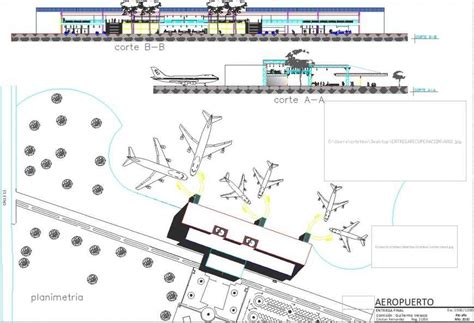 Plan Section And Elevation Detail Drawing Of Airport In Dwg File