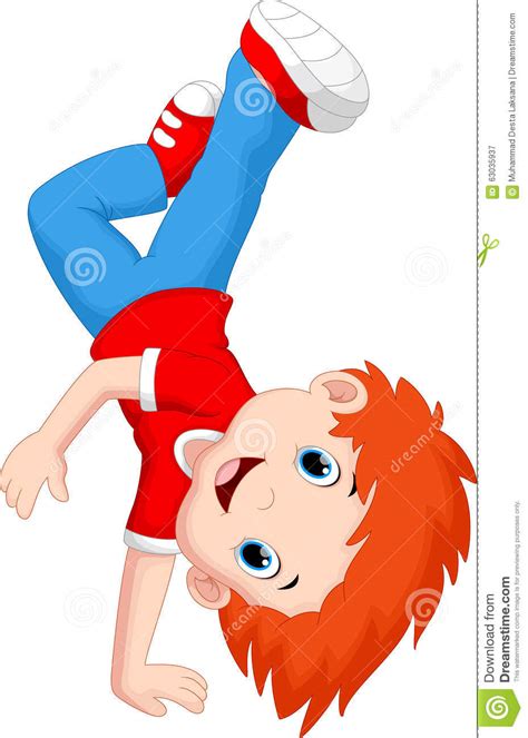 Cartoon Boy Standing On His Hands Stock Illustration