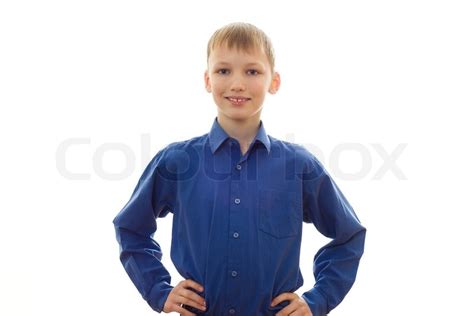 Boy In A Blue Shirt And Smiling Stock Image Colourbox