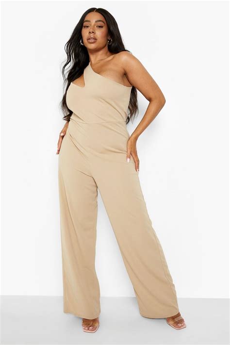 Plus One Shoulder Cut Out Jumpsuit Boohoo