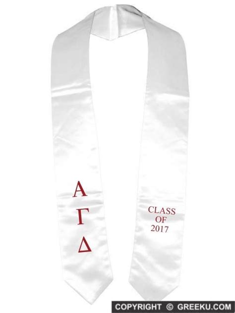 Alpha Gamma Delta Classic Colors Embroidered Grad Stole Graduation