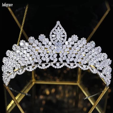 Luxury Crystals Cubic Zirconia Cz Zircon Wedding Bridal Tall Tiaras Pageant Sweet 16 Crowns