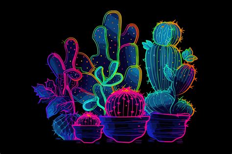 Vector Art Cactus Neon Cactus Symbol Graphic By Saydurf · Creative Fabrica