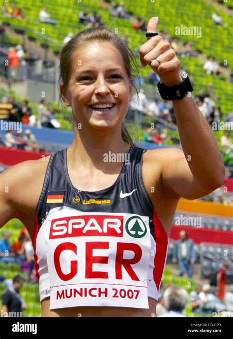 German Sprinter Sina Schielke Cheers After Finishing The Second Run Of