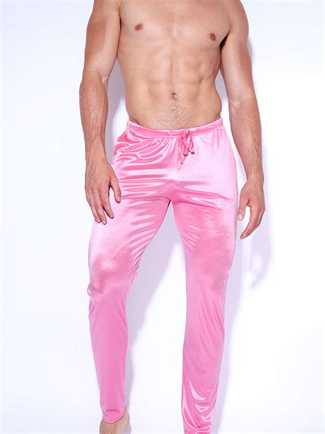 Mens Pink Satin Sleep Pants Sexy Lounge Wear For Men Body Aware Uk