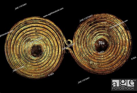 Prehistory Italy Iron Age Bronze Double Spiral Fibula Stock Photo