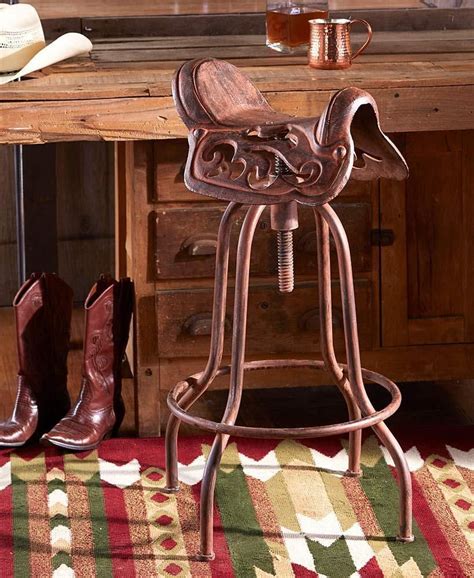 Rustic Western Cowboy Horse Saddle Adjustable Cast Iron Wild West Pub