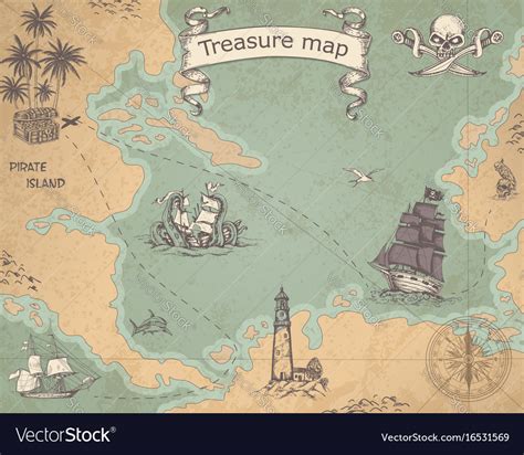 Ancient Treasure Map Royalty Free Vector Image