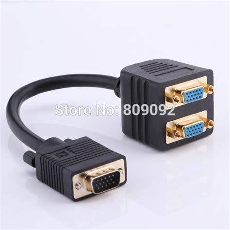 Vga 1 Male To Dual Vga Female Converter Adapter Splitter Y Cable Gold