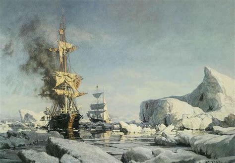 Arctic Whaling Cutting In Among The Floes By John Stobart Ship Art