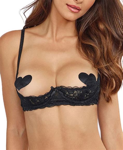 Dreamgirl Womens Scalloped Lace Open Cup Underwire Shelf Bra And Reviews