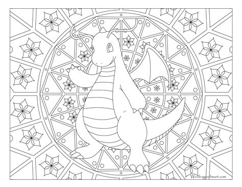 Adult Pokemon Coloring Page Dragonite ·