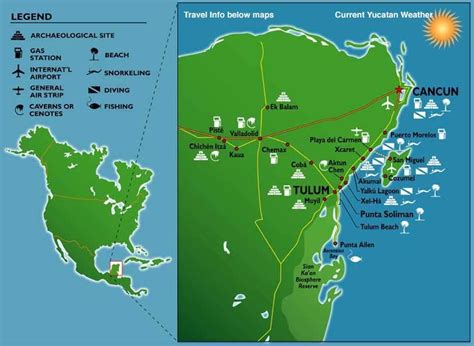 A Detailed Map Of The Yucatan Peninsula Mexico Includes Mayan Ruins And