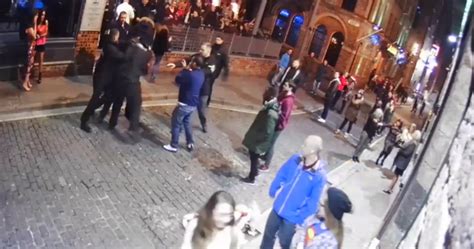 Shocking Moment Nightclub Bouncers Begin Brawling Between Themselves As Stunned Revellers Watch