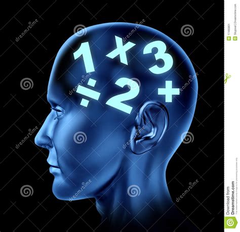 math brain calculating head symbol stock image image