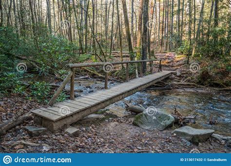 Wooden Bridge Over A Creek Stock Photo Image Of Path 213017432