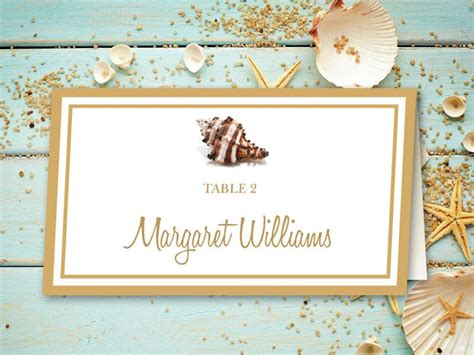 You also can select several linked choices right here!. Beach Wedding Place Card Printable Template "Seashell ...