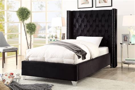 Buy Meridian Aiden Twin Platform Bed In Black Velvet Online