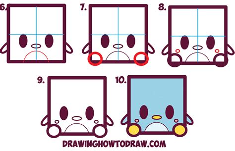 How To Draw Cute Kawaii Cartoon Baby Penguin From Squ
