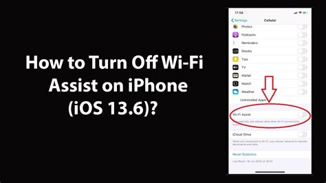 How To Turn Off Wi Fi Assist On Iphone Ios 136 Youtube